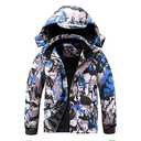 OHSNMAKSL Boy's Waterproof Ski Jacket Warm Winter Snow Coat Kids Fleece Snowboarding Thick Hooded Windproof Blue camo-8-9