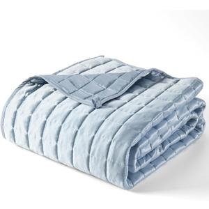 YnM Cooling Weighted Blanket for Adults, 15lbs Heavy Bed Throw Comforter with 100% PE Fabric, Ideal for Hot Sleepers or Summer Days(60x80 Inches for Queen/King Bed, 15 Pounds, Blue)