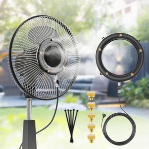 Fan Misting Kit. Fan Misters for Cooling Outdoor, Integrated Mister Ring for Outside with Water Valve, Misters for Outdoor Fan. Fit for Any Outdoor Fan. Durable, Seamless Fan Mister not Easy to Leak.