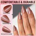 Brown Red Press on Nails Almond with Nail Tabs,120pcs Medium Almond Press on Nails,12 Sizes Glossy Brown Red Medium Fake Nails, Full Cover Acrylic Nails Press ons for Women