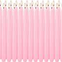 24 Pack Pink Taper Candles, 7-8 Hours Burn Time, Unscented, Smokeless and Dripless, 0.75 x 10 Inch Dinner Candle Set for Valentine's Day,Household, Wedding, Party and Home Dcor Candlesticks