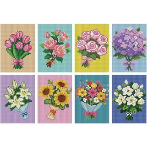 8 Pcs Diamond Art Kits Adults, Flowers Diamond Painting Mosaic Kits for Beginner, Square Drill Gem Art for Home Wall Decor Gift 10x15cm/4x6inch