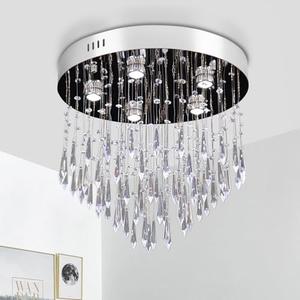 Modern Crystal Chandelier Lighting K9 Ceiling Chandeliers Lights Jewel Droplets Flush Mount Ceiling Light for Dining Room Living Room Hallway
