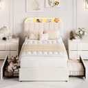 GarveeHome Twin Bed Frame, Platform Bed with Storage Headboard & Drawers
Velvet Upholstered Bed Frame for Kids, LED lights, Bookcase Headboard, No Box Spring Needed, Easy Assembly, Ivory White