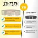 Sparkly Wide Stretchy Rhinestone Waist Belt for Women Vintage Bling Elastic Buckle Belt for Ladies Dresses (Beige)