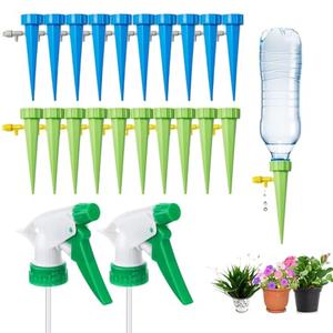 10 Pack Self Watering Spikes for Plant, Plug-in Devices with Adjustable Valve Switches, Plant Watering Devices with 1 Handheld Sprayers(10 Water+1 Spray)