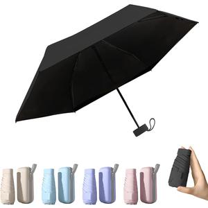 TOPSAIL Mini Umbrella for Travel, UPF 50+ UV Sun & Rain Protection, Compact 6k Folding Pocket Umbrella with Case for Purse, Backpack (Black)