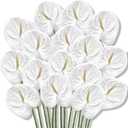 Hanaive 20 Pcs Artificial Anthurium Flowers 23.6 Inch Fake Anthurium Flowers for DIY Vase Bouquets Centerpiece Arrangements Wedding Bridal Shower Party Home Decor(White)