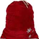 Sunnywood Santa Christmas Gift Bag Large Stretchy Velour Present Sack with Golden Drawstring, 36" x 27" (1 Count (Pack of 1), Red Snowflake)