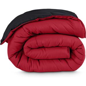 Bare Home Twin/Twin Extra Long Comforter - Reversible Colors - Goose Down Alternative - Ultra-Soft - Premium 1800 Series - All Season Warmth - Bedding Comforter (Twin/Twin XL, Black/Red)