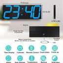 CHKOSDA LED Large Digital Wall Clock, Oversize Wall Clock with 6 Numbers, Remote Control Count up/Countdown Timer Clock, Auto Dimmer, Big Calendar and Thermometer(Ice Blue)
