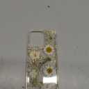 for iPhone 13 Pro Clear Case with Pressed Real Flowers Design,Glitter Cute White Floral Pattern Slim Soft TPU Protective Women Girl's Phone Cover for iPhone 13 Pro