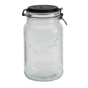 Mason Craft & More Glass Clamp Jar With Black Lid, 3.5 L 
