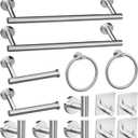 Lckppt 14-Piece Bathroom Hardware Set, Brushed Nickel Stainless Steel, Wall-Mounted Towel Racks