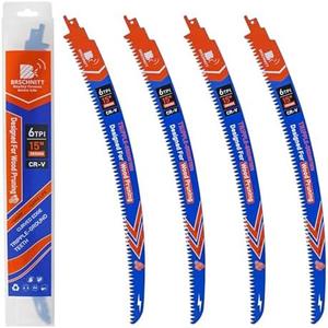 BRSCHNITT Japanese Teeth Reciprocating Saw Blades 15'' 4PCS - Curved Edge Wood Pruning Saw Blades 6TPI for Tree Trimming,Wood Cutting,Cr-V Sabre Sawzall Blades 15"