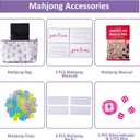 Large Mahjong Set, American Mahjong Game Set with 160 Tiles (1.41’’), 4 Racks & Thickened White Carrying Bag and Accessories, Portable Travel Mahjong Tiles Set