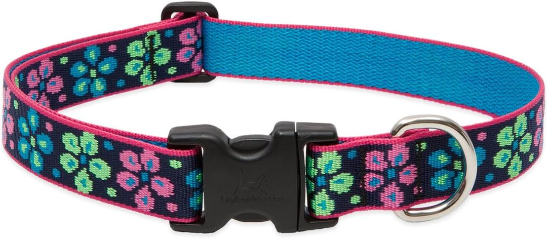 LupinePet Originals 1" Flower Power 16-28" Adjustable Collar for Large Dogs