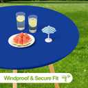 Smiry Round Spandex Tablecloth, Elastic Fitted Washable Tablecloths for 57"-68" Tables, Waterpoof Stretch Picnic Table Cover for Dining, Indoor and Outdoor, Blue