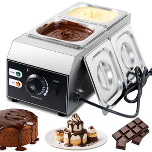 Commercial 2-Tank Chocolate Cheese Melter, 1000W Tempering Melter