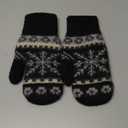 Winter Warm Mittens for Women Men - Soft-Double Layer-Snowflake Cold Weather Stretch Thick Lining Knitted Gloves (Medium, Black)