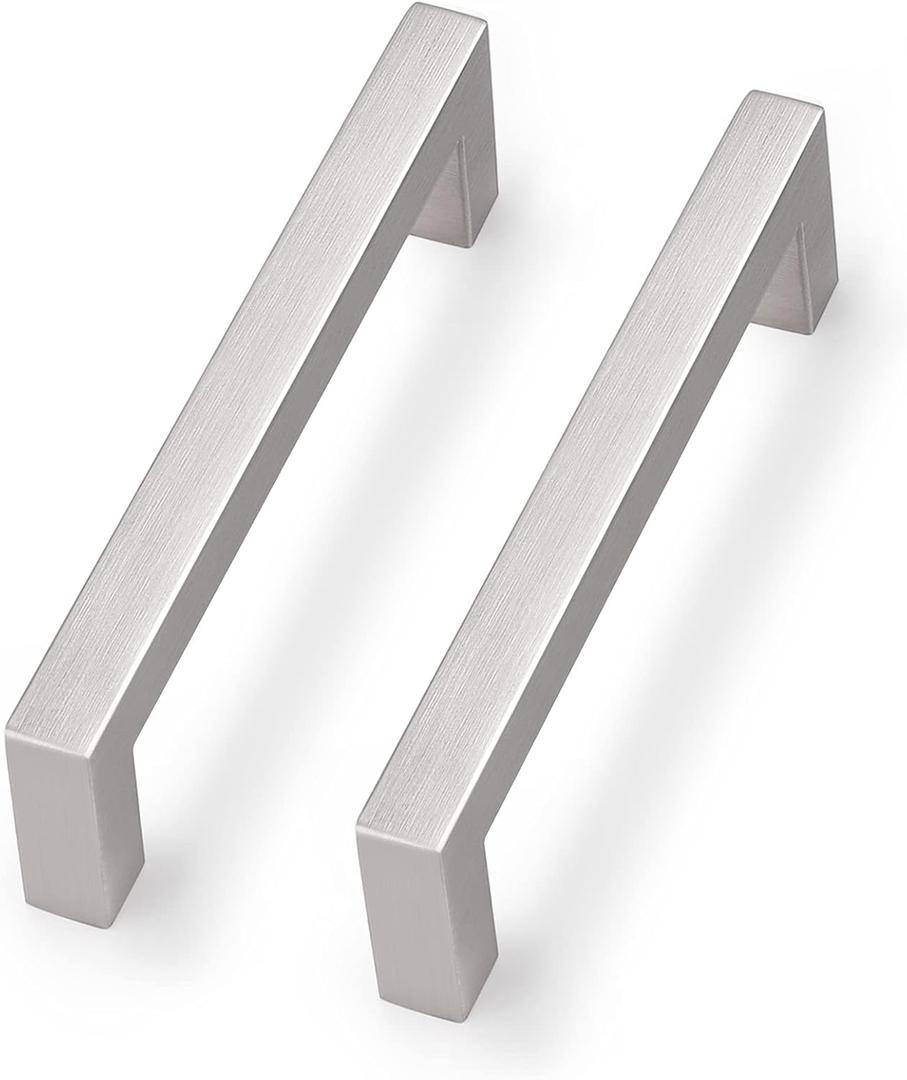 Probrico 4 Inch Satin Nickel Cabinet Pulls Stainless Steel, 30 Pack Door Cabinet Handles,Drawer Dresser Pull Knobs Kitchen Furniture Hardware for Cupboard Wardrobe,Total Lenght:4-1/2 Inch (114mm) (hole center 4")