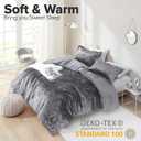 Comfort Spaces Juliette Luxe Comforter Set Velvet Lush with Soft Brushed Microfiber Reverse, All Season Cozy Velvet Bedding Sets, Fluffy Comforter Bed Set, Matching Sham, Grey King 3 Piece
