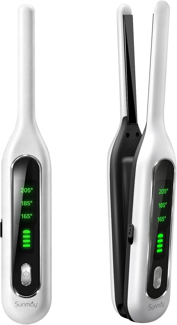 SUNMAY Cordless Mini Flat Iron,3/10'' Mini Cordless Hair Straightener Pencil Flat Iron for Short Hair, Pixie Cut & Bangs, Portable Dual Voltage Travel Pencil Hair Iron