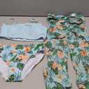 Vogseek 6-16T Girls 3 Pieces Bikini Bathing Suit with Rash Guard Pants Quick Dry Swimwear Cover-Up Sets (11-12 Years, Light Green)