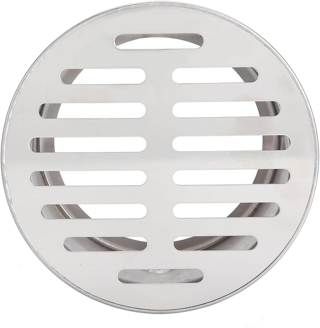 Round Floor Drain Cover, Stainless Steel Floor Drain Anti Blocking Round Flat Drain Grate Cover, Drain Pipe Fittings for Small Lawns, Landscaping and Patios(110 Flat Mouth)