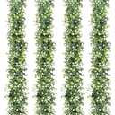 Faux Eucalyptus Garland 4 Pack Fake Vines Hanging Eucalyptus Baby's Breath Greenery Garland Spring Garland for Mantle Table Wedding Backdrop Arch Party Wall Decor (4PCS)