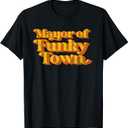 Retro Mayor Of Funky Town Funny Vintage 70's Disco Party T-Shirt L