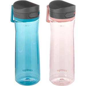 Contigo Jackson 2.0 Tritan Water Bottle with AUTOPOP Lid, 24 Oz., 2- Pack (Juniper & Pink Lemonade)