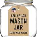 kitchentoolz Half Gallon Mason Jar Wide Mouth with Airtight Metal Lid - Safe for Fermenting, Pickling, Sourdough & Kombucha - Glass 64 oz Mason Jar - Made in USA - BPA Free