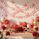 Hahafelt 2 Pcs 19.7 ft Valentine Decoration Love Letter Garland Felt Love Heart Envelope Hanging Banner 6 Ft for Mantel Romantic Anniversary Engagement Wedding Garland Party Supplies(Pink and White)