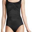Lands' End Womens Slender Carmela Underwire One Piece Swimsuit Black Regular 14 Size XL
