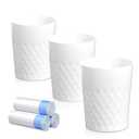 JiatuA 3 Pack Small Trash Can with Trash Bags Bathroom Garbage Bin Round Plastic Waste Basket for Kitchen, Bedroom, Office, College Dorm, Craft Room, White
