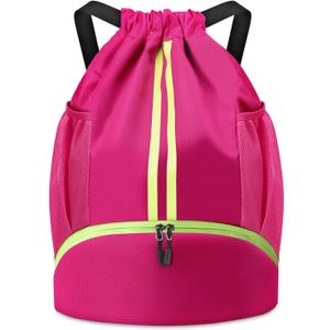 BROTOU Soccer Bags, Football Backpack, Volleyball Bag, Drawstring Backpack with Ball and Shoe Compartment, Football bags for Equipment Swim Gym Bag