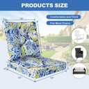 Outdoor Chair Cushions Seat/Back Set Patio Furniture Cushion Indoor & Outdoor 19x19 Inch with Ties Waterproof Home Garden