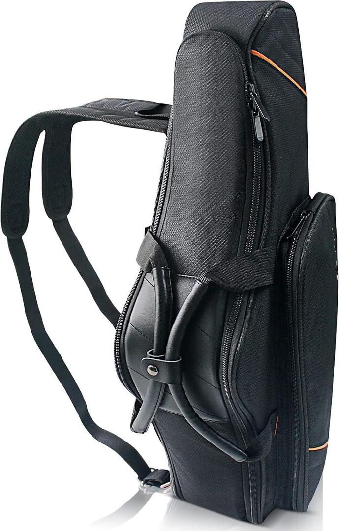 Alto Saxophone Case - 2-in-1 Padded Backpack Gig Bag with Flute Pocket, 20mm Soft Padding Lightweight Protective Carry Case for Saxophone Players (Black)