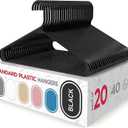 Sharpty Plastic Hangers Clothes Hangers for Clothing, Closet, Coats & Shirts - Durable, Thick, Tough & Space Saving - for Everyday Standard Use, Room Essentials & Basics - 20 Pack - Black