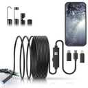 Endoscope Camera with Light, 1920P HD Bore Scope Borescope with 8 Lights, Waterproof 16.4FT Semi-Rigid Cord for Pipe Inspection, Industrial Endoscope for Phones(Black)