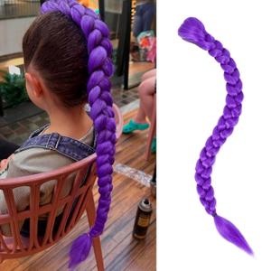 Purple Braids Ponytail 26 Inch Long purple Hair Extensions for Braids Cosplay Wig Suitable for Stage Party Halloween Costume Cosplay