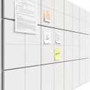 Bumusty Large Felt Bulletin Board, 48" x 36" Cork Board Alternative, 12-Pack Wall Tiles with 4-Compartment Design, 30 Push Pins, 70 Adhesive Tabs, Ideal for Office & Home Decor, Milky White