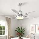 42" Ceiling Fan with Light, Modern Low Profile Ceiling Fan with Light, DC Reversible Motor, Smart APP & Remote Control, Whisper Quiet, Dimmable LED for Bedroom/Living Room
