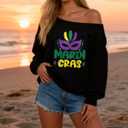 Roshop St Patricks Day Sweatshirt Women Loose Baggy Off Shoulder Lucky Irish Shamrock Long Sleeve Sweatshirts (Black, XXXL)