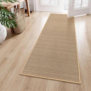Lahome Farmhouse Carpet Runners for Hallway 6ft, 2x6 Washable Runner Rug Non Slip for Entryway Indoor, Neutral Non Shedding Kitchen Mats for Floor Entry Bathroom, Beige