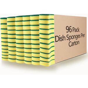 Kitchen Cleaning Sponges, 96 Pack Eco Non-Scratch for Dish, Scrub Sponges.