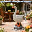 Porch Goose Statue Large White Porch Goose Big Resin Garden Lawn Yard 20 inches High Figurine Duck Decorative Figurine for Patio, Entryway Accent Indoor Outdoor Garden Gift