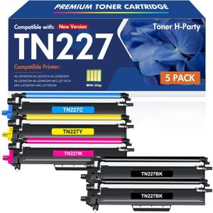 TN227 TN-227BK/C/M/Y High Yield Toner Cartridge: Compatible for Brother TN227BK/C/M/Y TN-223BK/C/M/Y TN-227 TN223 TN 227 MFC-L3770CDW MFC-L3750CDW HL-L3210CW HL-L3290CDW HL-L3270CDW Printer 5 Pack