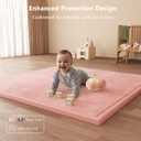 Baby Play Mat for Floor, 1.3'' Thick Memory Foam Tummy Time Mat - Super Soft Coral Velvet Nursery Rug with Non-Slip Backing, Crawling Rug for Toddler/Infants, Yoga & Tatami Use, Light Pink, 71''x 79''